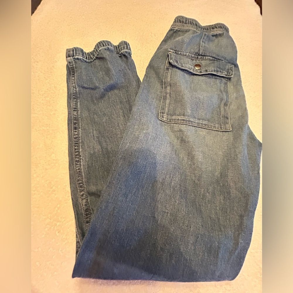 Hudson size small Jean joggers medium blue elastic waist ankle like new
